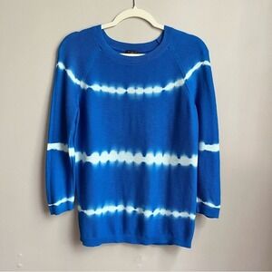 Talbots Sweater Women's Small Petite Blue 100% Cotton Coastal Lightweight Beachy